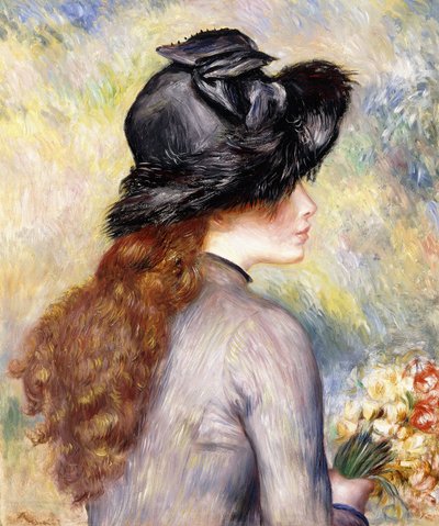 Jong meisje met een boeket tulpen, c.1878 door Pierre Auguste Renoir