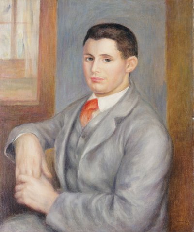 Jonge man met een rode stropdas door Pierre Auguste Renoir