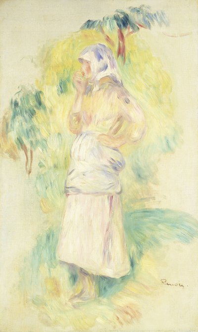 Jonge Boerin die een Appel Eet door Pierre Auguste Renoir
