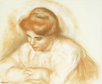 Jonge vrouw leunend door Pierre Auguste Renoir
