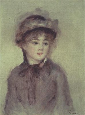 Jonge Vrouw met een Hoed door Pierre Auguste Renoir