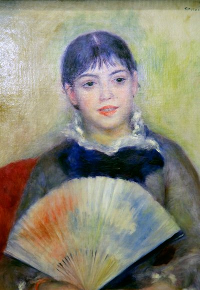 Jonge Vrouw met een Waaier, 1880 door Pierre Auguste Renoir