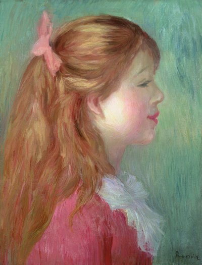 Jong meisje met lang haar in profiel, 1890 door Pierre Auguste Renoir