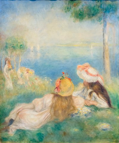 Jonge meisjes aan zee door Pierre Auguste Renoir
