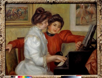 Yvonne en Christine Lerolle aan de piano door Pierre Auguste Renoir