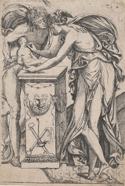 Apollo en de geest van de beeldhouwkunst door Pierre Biard