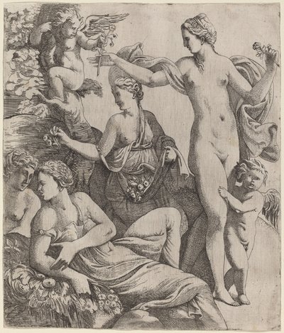 Venus met de Gratiën en Putti door Pierre Biard the Younger