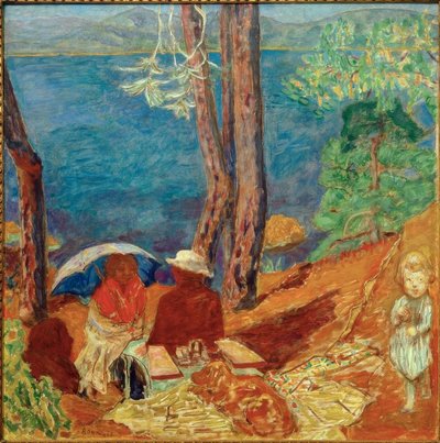 Aan de kust, onder de pijnbomen door Pierre Bonnard
