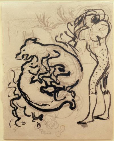 Spelende honden en een figuur door Pierre Bonnard