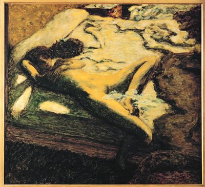 Dommelende vrouw op bed ... (schilderij op doek) door Pierre Bonnard