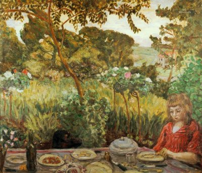 Einde van de maaltijd in de tuin door Pierre Bonnard