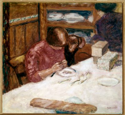 Interieur Vrouw bezig met huishoudelijke taken door Pierre Bonnard