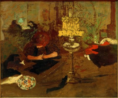 Jonge vrouw bij de lamp door Pierre Bonnard