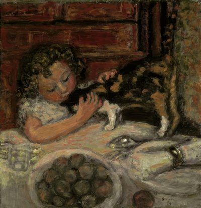 Klein meisje met kat door Pierre Bonnard