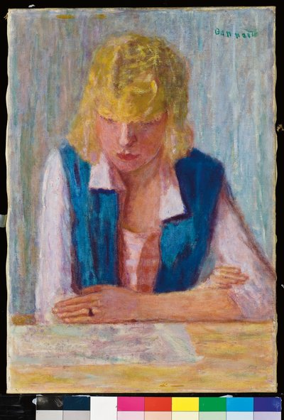 La Blonde au gilet bleu door Pierre Bonnard