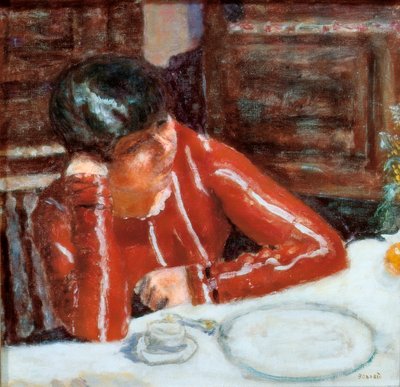 Le corsage rouge - Marthe Bonnard door Pierre Bonnard