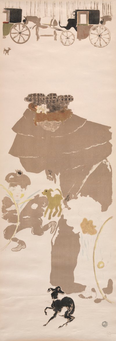 Kindermeisjes Promenade, Frieze van Koetsen, 1895 door Pierre Bonnard