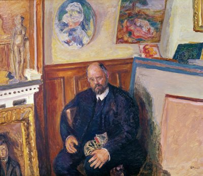 Portret van Ambroise Vollard (1868-1939) met zijn kat, ca. 1924 door Pierre Bonnard