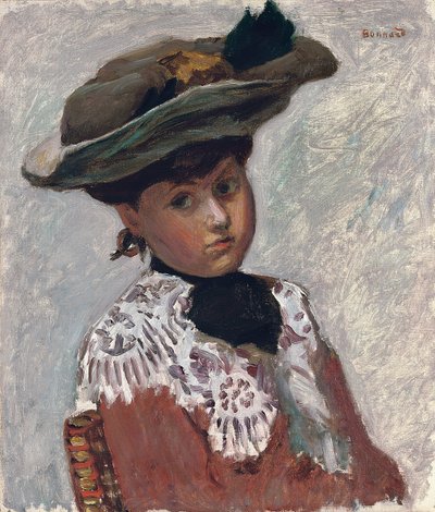 Portret van een jonge vrouw of De hoed door Pierre Bonnard