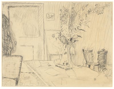 Bloempot in de eetkamer van Le Cannet door Pierre Bonnard
