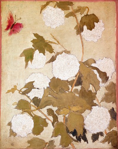 Sneeuwballen Bloemen Sneeuwballen en rode vlinder door Pierre Bonnard