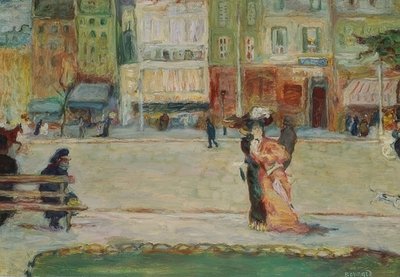 Straatscène, Avenue Clichy, Parijs door Pierre Bonnard