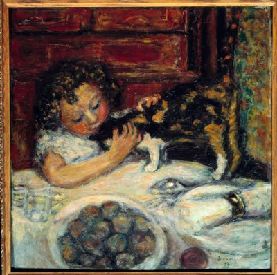 Het kleine meisje met de kat door Pierre Bonnard