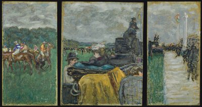 De renbaan van Longchamp Les courses à Longchamp. Drieluik, 1897 door Pierre Bonnard
