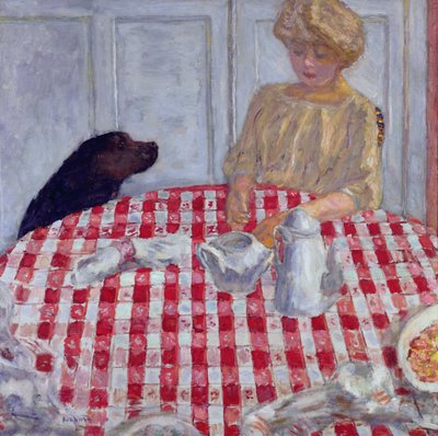 Het rood geruite tafelkleed, of Het diner van de honden, 1910 door Pierre Bonnard