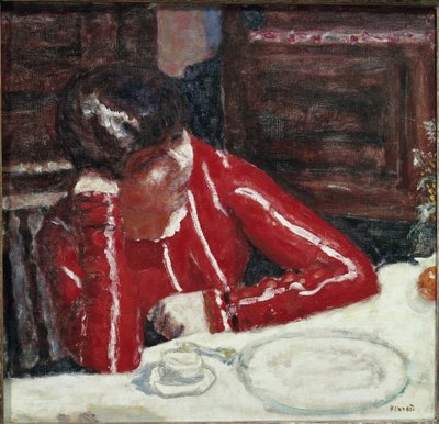 Het rode corsage door Pierre Bonnard