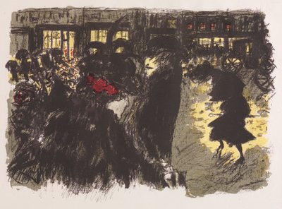 Het plein in de avond door Pierre Bonnard
