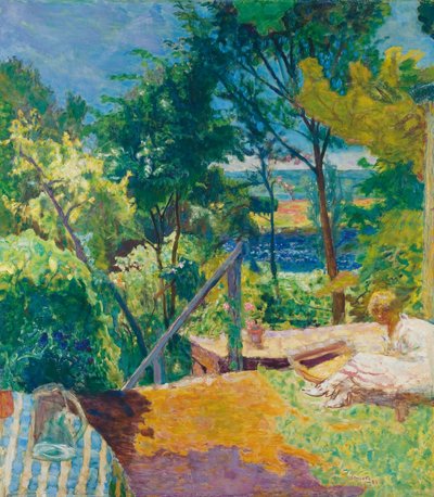Het terras in Vernon door Pierre Bonnard