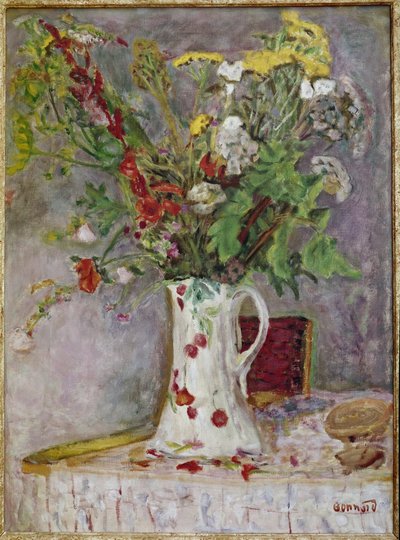 Vaas met bloemen door Pierre Bonnard