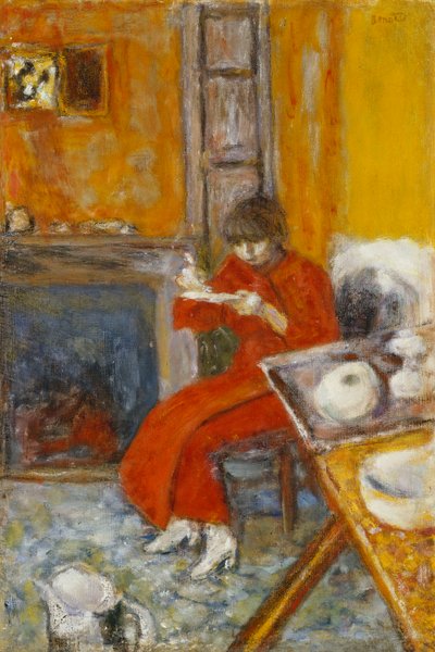 Vrouw in Rode Badjas door Pierre Bonnard