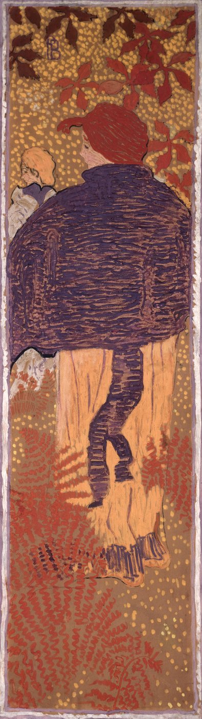 Vrouw in een cape, een van vier panelen van Vrouwen in de tuin, 1891 door Pierre Bonnard