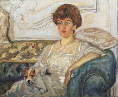 Vrouw op een blauwe sofa door Pierre Bonnard