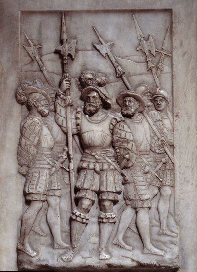 Soldaten (detail) van de bas-reliëfs van het graf van Frans I (1494 - 1547) gemaakt door Pierre Bontemps (1505/1510-1568/1570) door Pierre Bontemps