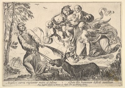 Engelen die de Maagd en het Kind Optillen, 1610-42 door Pierre Brebiette
