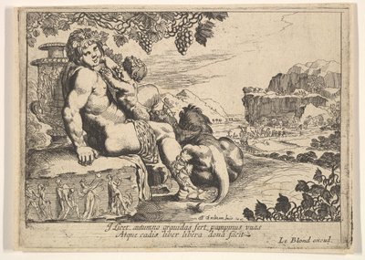 Bacchus, Satyr en Leeuw door Pierre Brebiette