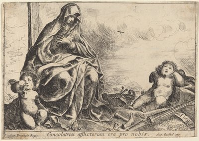 Maagd buigend voor de instrumenten van de Passie door Pierre Brebiette
