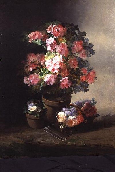 Stilleven van Rozen in een Pot, ca. 1870 door Pierre Camille Gontier