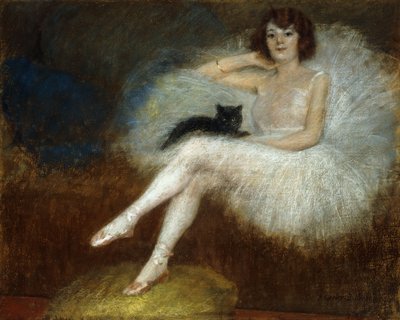 Ballerina met een Zwarte Kat door Pierre Carrier Belleuse