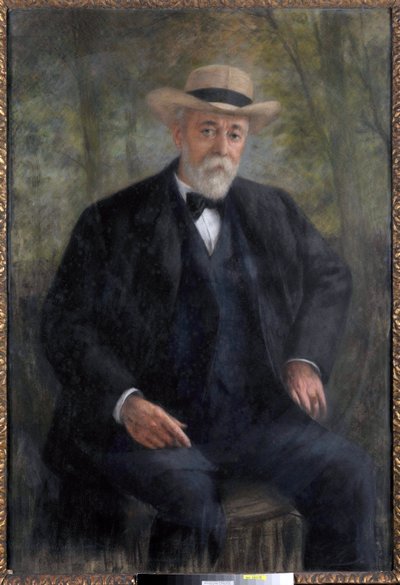 Portret van de voorzitter van de raad Henri Brisson (1835-1912) in zijn tuin in Montmorency door Pierre Carrier Belleuse