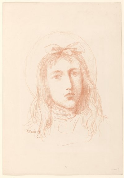 Hoofd van een meisje door Pierre Cécile Puvis de Chavannes