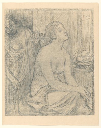 Vrouw aan haar toilet door Pierre Cécile Puvis de Chavannes