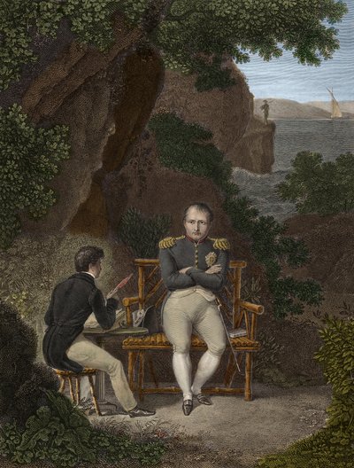 NAPOLEON I (1769-1821) In ballingschap op Sint-Helena - Napoleon dicteert zijn memoires aan Emmanuel Pons de Las Cases (1800-1854) zoon van Emmanuel de Las Cases door Pierre Charles Bacquoy