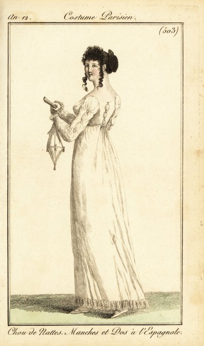 Vrouw in jurk met Spaanse pijlen, Parijs door Pierre Charles Baquoy