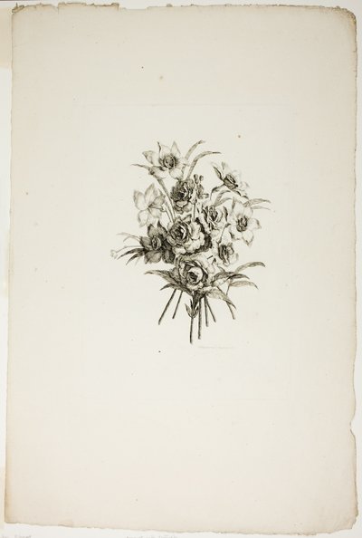Boeket met narcissen, uit Collectie van Verschillende Bloemboeketten, Uitgevonden en Getekend door Jean Pillement en Gegraveerd door P. C. Canot door Pierre Charles Canot