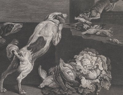 Honden en Stilleven, 1778 door Pierre Charles Canot
