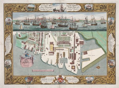 Nabij Plymouth met de Ordinance Wharfe... door Pierre Charles Canot